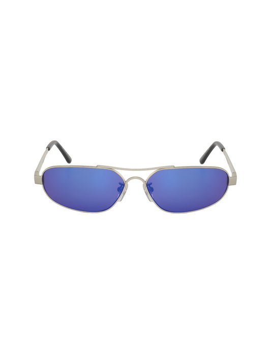 Balenciaga BB0227S 004 Oval Shape Blue Silver